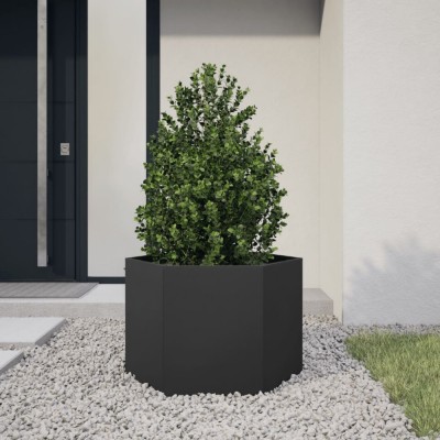 vidaXL Jardinieră de grădină negru 69x60x45 cm oțel hexagonal 851122 foto