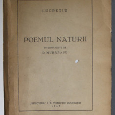 POEMUL NATURII de LUCRETIU , in romaneste de D. MURARASU , 1947 , DEDICATIE *