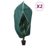 vidaXL Protecție de fleece plante cu fermoar, 2 buc, 70 g/m&sup2;, 1x1,55 m