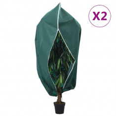 vidaXL Protecție de fleece plante cu fermoar, 2 buc, 70 g/m², 1x1,55 m