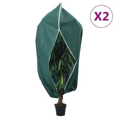 vidaXL Protecție de fleece plante cu fermoar, 2 buc, 70 g/m&amp;sup2;, 1x1,55 m 364886 foto
