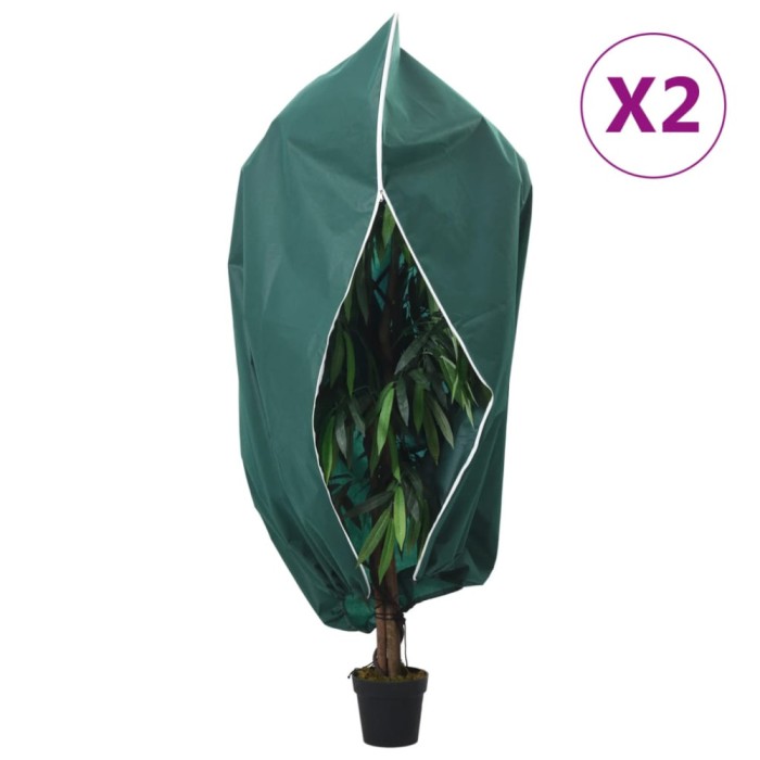 vidaXL Protecție de fleece plante cu fermoar, 2 buc, 70 g/m&sup2;, 1x1,55 m 364886