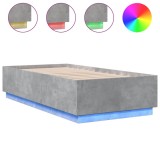 Cumpara ieftin Cadru de pat cu LED, gri beton, 75x190 cm, lemn prelucrat