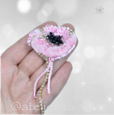 brosa mac roz 3D cristal handmade brosa floare accesorii femei foto