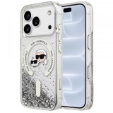 Husa MagSafe pentru Apple iPhone 18 Pro / 17 Pro, Karl Lagerfeld, Liquid Glitter Karl &amp; Choupette Head's, Transparenta