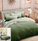 Lenjerie Pat Bumbac Verde 4 Piese (200x230, 240x250, 55x75, 70x70)cm - Husa Pilota + Cearceaf + Fete Perna