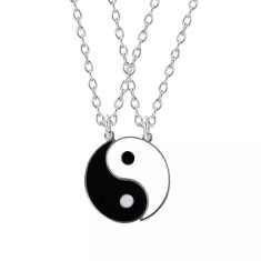 Set 2 lantisoare ying yang, culoare negru si alb foto