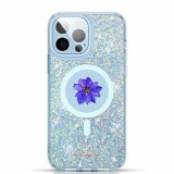 Cumpara ieftin Husa Cover Kingxbar Flower Series pentru iPhone 13 Pro Purple Compatibil MagSafe