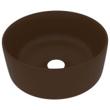 Cumpara ieftin Chiuveta de baie lux maro inchis mat 40x15 cm ceramica rotund