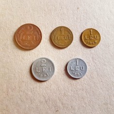 F307- Lot 5 monede Romania Regalista si Populara anii 1950 bronz si aliuminiu.