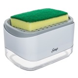 Dozator pentru detergent lichid cu suport burete, Alb/Gri, CMCLASS