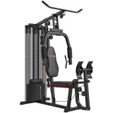 SPORTNOW Stație Fitness Multifuncțională cu 45 kg pentru Antrenament cu Presă Piept și Picioare, 160x108x200 cm, Negru | Aosom Romania
