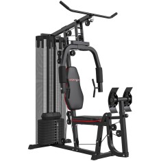 SPORTNOW Stație Fitness Multifuncțională cu 45 kg pentru Antrenament cu Presă Piept și Picioare, 160x108x200 cm, Negru | Aosom Romania