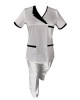 Costum Medical Pe Stil, Alb cu Elastan Cu Paspoal si Garnitură Neagra, Model Nicoleta - 4XL, 3XL