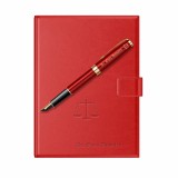 Cadou Avocata: Set Parker Sonnet Rosu, Stilou cu Penita Aur 18K &amp; Agenda Piele Naturala, Personalizat