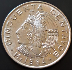Moneda EXOTICA 50 CENTAVOS - MEXIC, anul 1964 *cod 655 - UNC foto