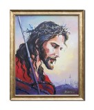 Cumpara ieftin Isus Hristos tablou pictat manual inramat, 55x45cm ulei pe panza, Mircea Iordache
