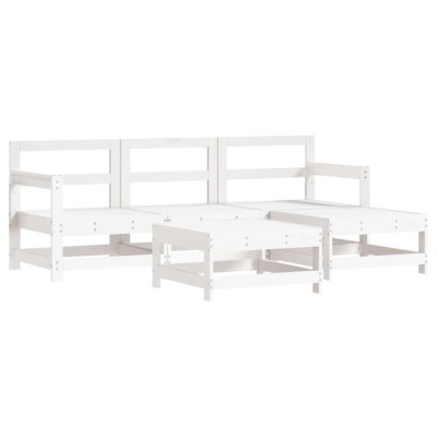 Set mobilier relaxare de gradina 5 piese alb lemn masiv de pin foto
