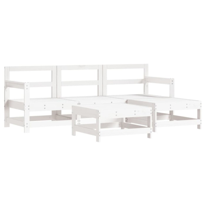 Set mobilier relaxare de gradina 5 piese alb lemn masiv de pin