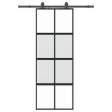 Cumpara ieftin Usa glisanta cu set feronerie neagra 76x205cm sticla securizata