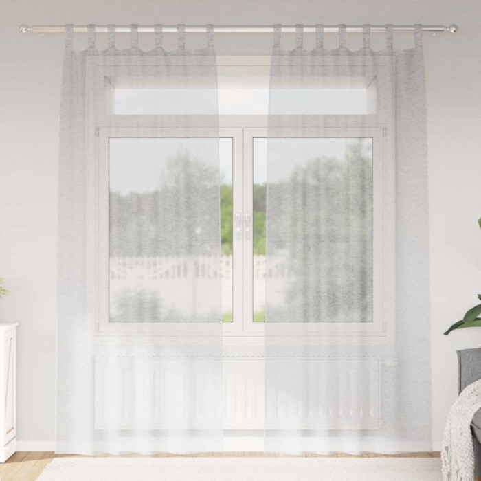 Perdele cu perdele 2 pcs Gri deschis 140 x 245 cm Poliester