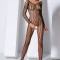 Catsuit Crotchless Plasa Elastica, Negru, S-L