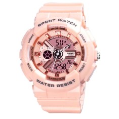 Ceas femei shockproof SKMEI 1689 Dual Time analog si digital, Inot, Cronograf Roz