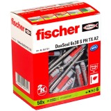 Set 50 buc diblu cu surub A2 etansant, fischer DuoSeal 6 x 38 S PH TX