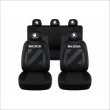Set Huse Scaune Universale Nero Negru Personalizate cu Skoda Nou