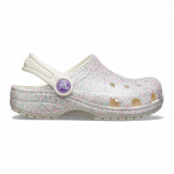 Saboti Crocs Classic Glitter Clog Kids Alb - Oyster