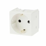 Priza schuko dubla Gewiss Top System, modulara, IP20, alba