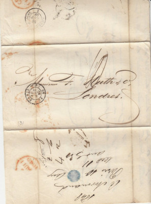 France 1849 Postal History Rare Cover + Content to London DB.089 foto