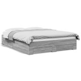 Cumpara ieftin Cadru de pat cu sertare gri sonoma 140x200 cm lemn prelucrat