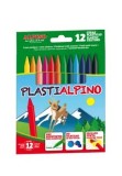 Creioane cerate din plastic Plasti Alpino, cutie carton, 12 culori