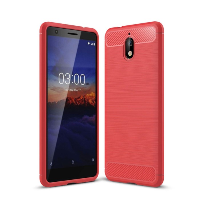 Husa TPU OEM Carbon pentru Nokia 3.1, Rosie