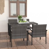 VidaXL Set de masă pentru grădină, 5 piese, gri, poliratan 3065713