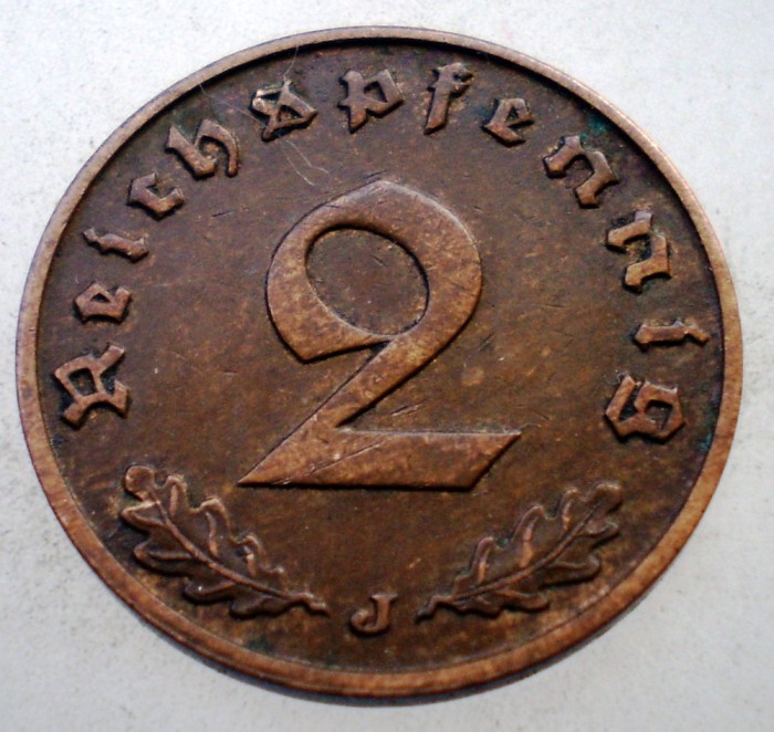 2.644 GERMANIA 2 REICHSPFENNIG 1938 J