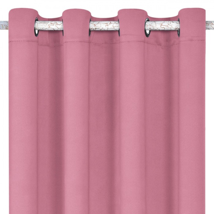 Draperie Poliester, Model Decorativ, Culoare Roz, Dimensiuni 140x260cm, Cu Inele 4cm