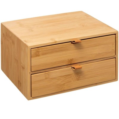 Cutie depozitare 5Five cu 2 sertare, bambus, 25x20x14 cm, natur Household NewTrend foto