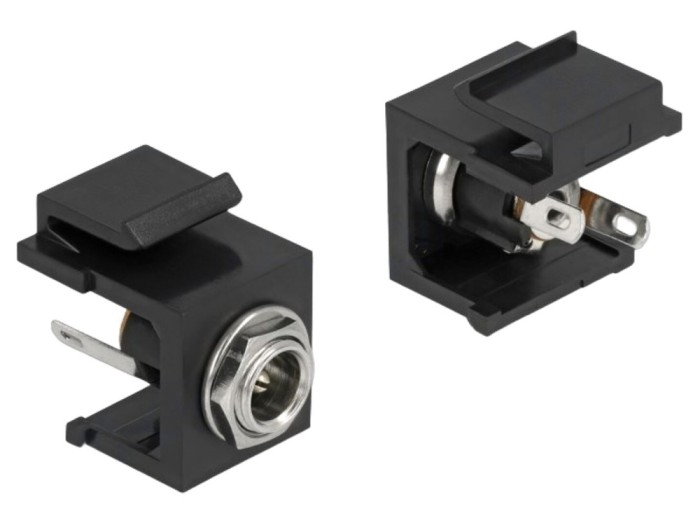 Conector DC cu &icirc;mpingere, neagră