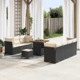Cumpara ieftin Set de canapele pentru grădină cu pernă 10 pcs negru și crem