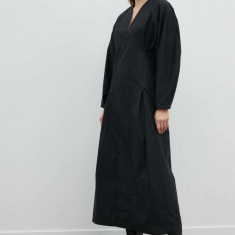 By Malene Birger rochie din bumbac culoarea negru, maxi, evazati