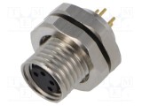 Conector M8 soclu mamă 4 pini 48V 4A IP67 THT LUTRONIC