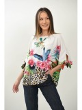 BLUZA CU MANECA SCURTA OVERSIZE SPECTACULARE MULTICOLORA TALIE UNICA Multicolora
