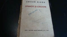 Lucian Blaga - Stiinta si creatie - prima editie - 1942 - uzata