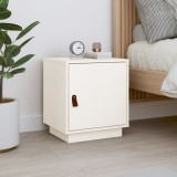 Noptiera Gossi Alba 40x34x45 cm Lemn Masiv Pin cu 2 Compartimente si Usa