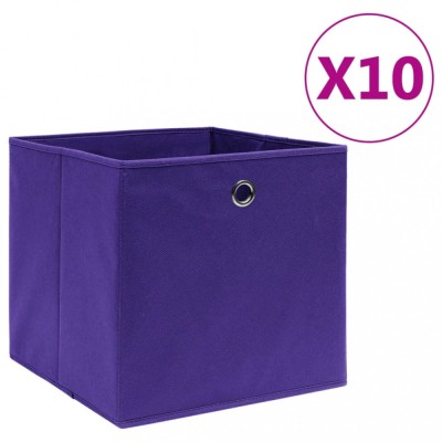 vidaXL Cutii de depozitare 10 buc. violet, 28x28x28 cm, textil nețesut 325213 foto