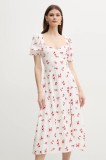 Bardot rochie GILLIAN culoarea alb, midi, evazată, 59235DB