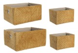Cumpara ieftin Set 4 cosuri depozitare velur ocru Averill 16x13x10 cm, 27x19x13 cm, 30x22x14 cm
