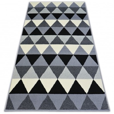 Covor BCF Base Triangles 3813 Triunghiuri negru si gri, 160x220 cm foto